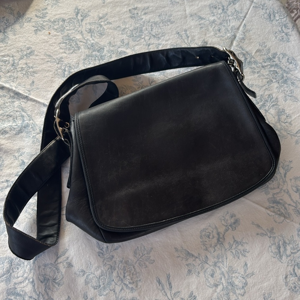 Coach Dark Leather Messenger Bag